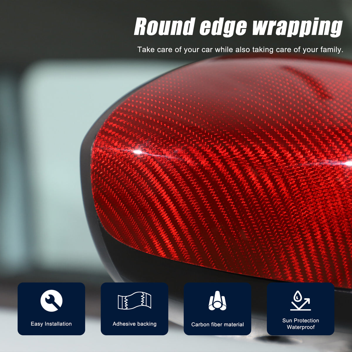 Red Carbon Fiber Exterior Side Rear Mirror Trim For Fiat 500 Abarth 595 2010+ 15