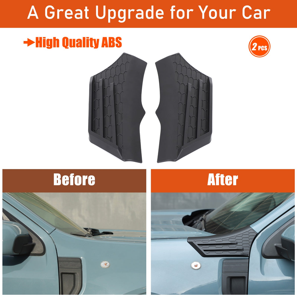 Matte Black ABS Hood Cowl Body Cover Corner Guards Trim For Ford Maverick 22+ US 24