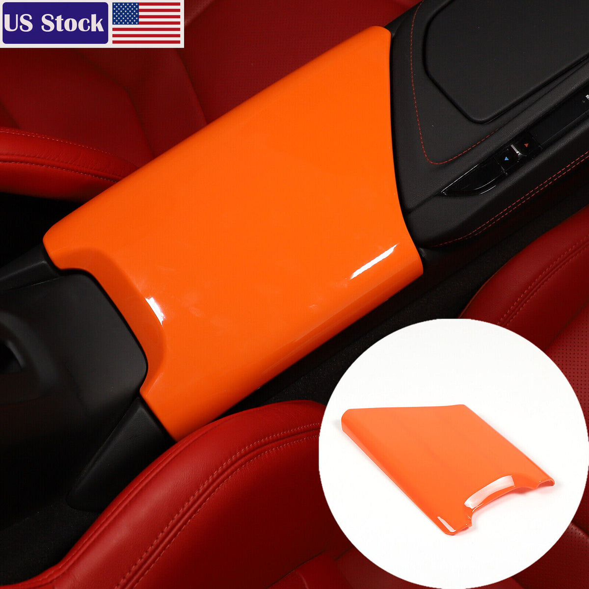 Orange ABS Center Console Armrest Box Panel Cover For Corvette C8 2020-2026 US 1