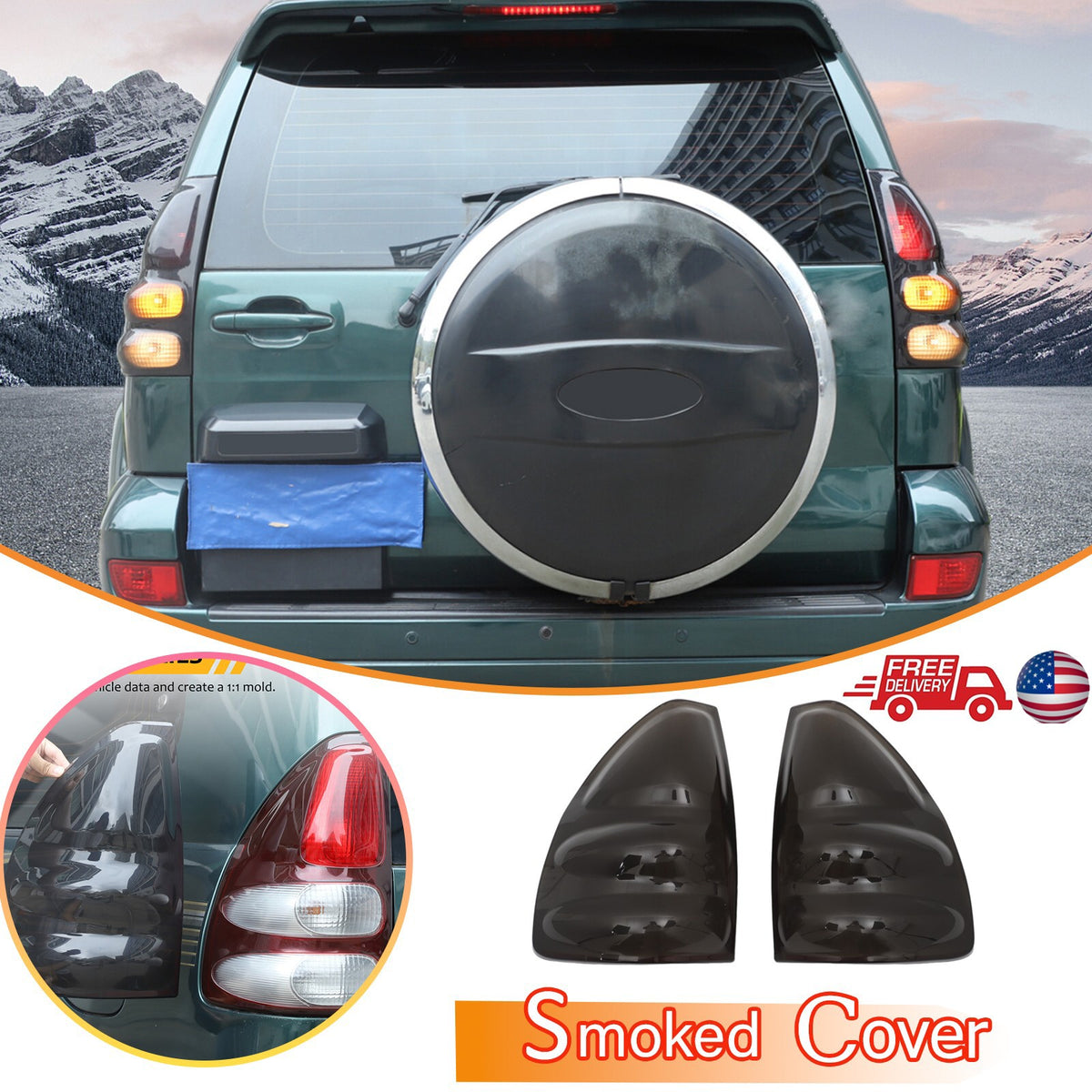 Smoked Black Rear Tail Light Guard Trim Bezel For Toyota Prado FJ120 03-09 US 1