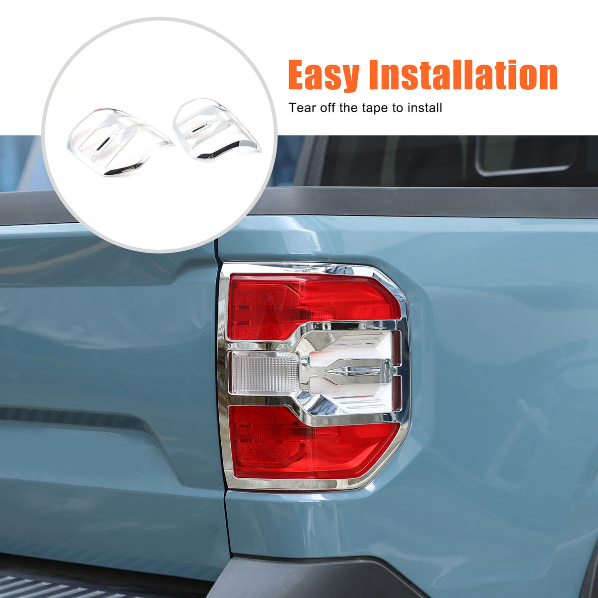 Chrome Silver Rear Taillight Trim Cover Bezel For Ford Maverick 2022-2024 5