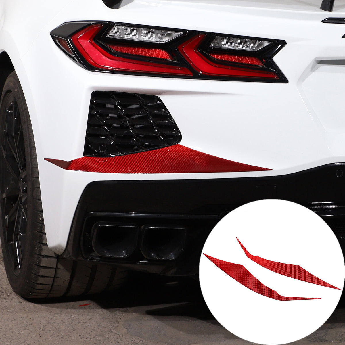 Red Carbon fiber Rear Bumper Air Intake Panel Trim Sticker For Corvette C8 20-26 4