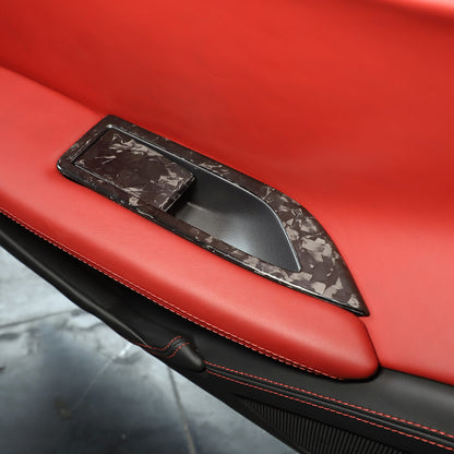 Real Carbon Fiber Window Lift Panel Trim Cover For Ferrari 458 11-16 3