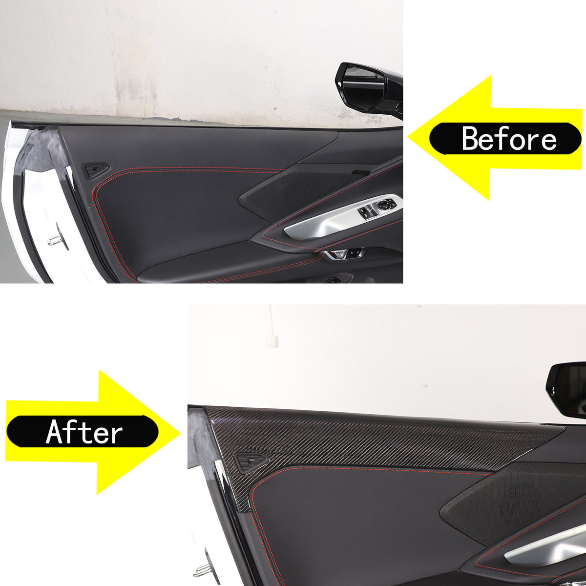 Real Carbon fiber Interior Door Upper Panel trim Cover For Corvette C8 20-26 US 16