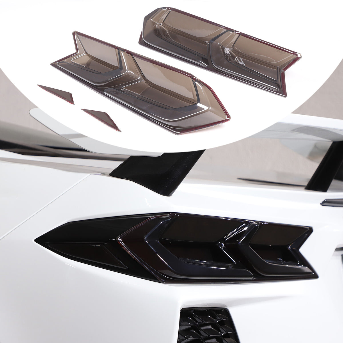 Rear Tail Light Blackouts Lens Taillight Smoked Trim Cover For C8 Corvette 20-26 4