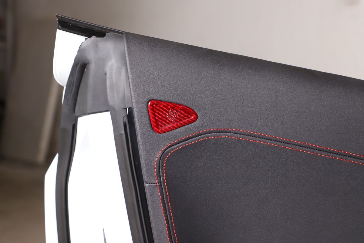 Red Real Carbon Door Tweeter Trim Cover Mesh For Corvette C8 Z51 Z06 2020-26 5