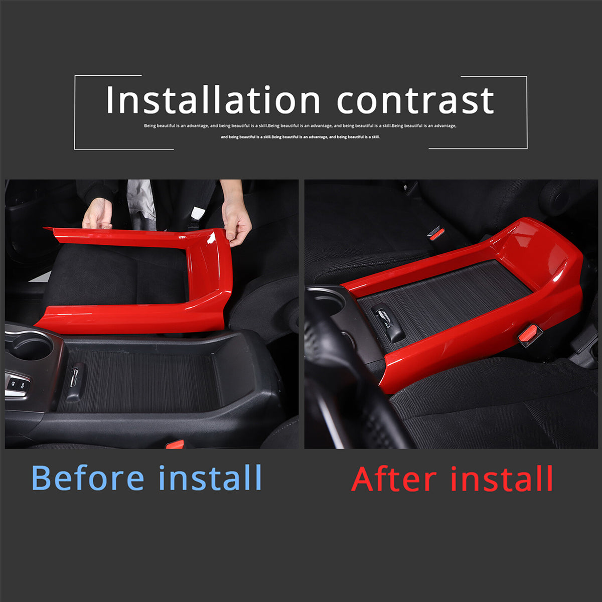 ABS Red Center Console Armrest Box Side Panel Trim for Honda Pilot 2015-22 2