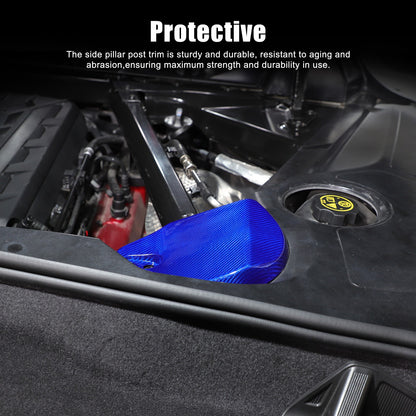 Blue Real Carbon Fiber Rear Strut Shock Tower Cover Mag Ride For Corvette C8 20+ 19