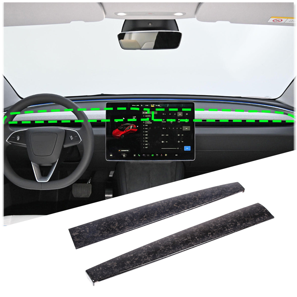 Forged Real Carbon Fiber Dashboard Panel Cover Trim For Tesla Model Y 3 2016-22 3