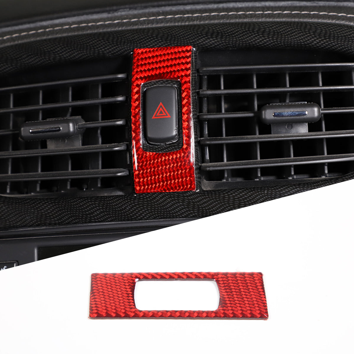 Red Carbon Fiber Central Control Panel Trim Set For Corvette C6 2005-2013 3