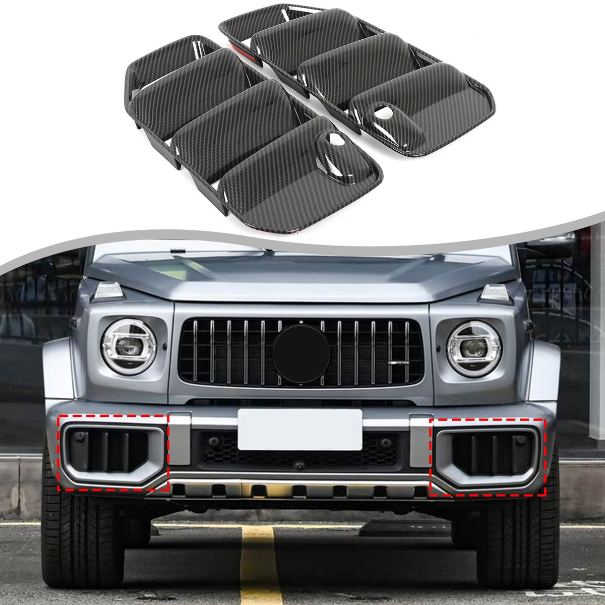 Carbon ABS Front Bumper Side Air Intake Grille Trim For Benz G-Class G63 2025+ 1