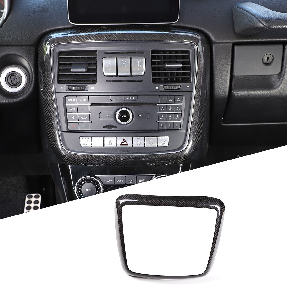 Real Carbon Fiber Center CD Panel Decorative Frame For Benz G-Class 2012-2018 5