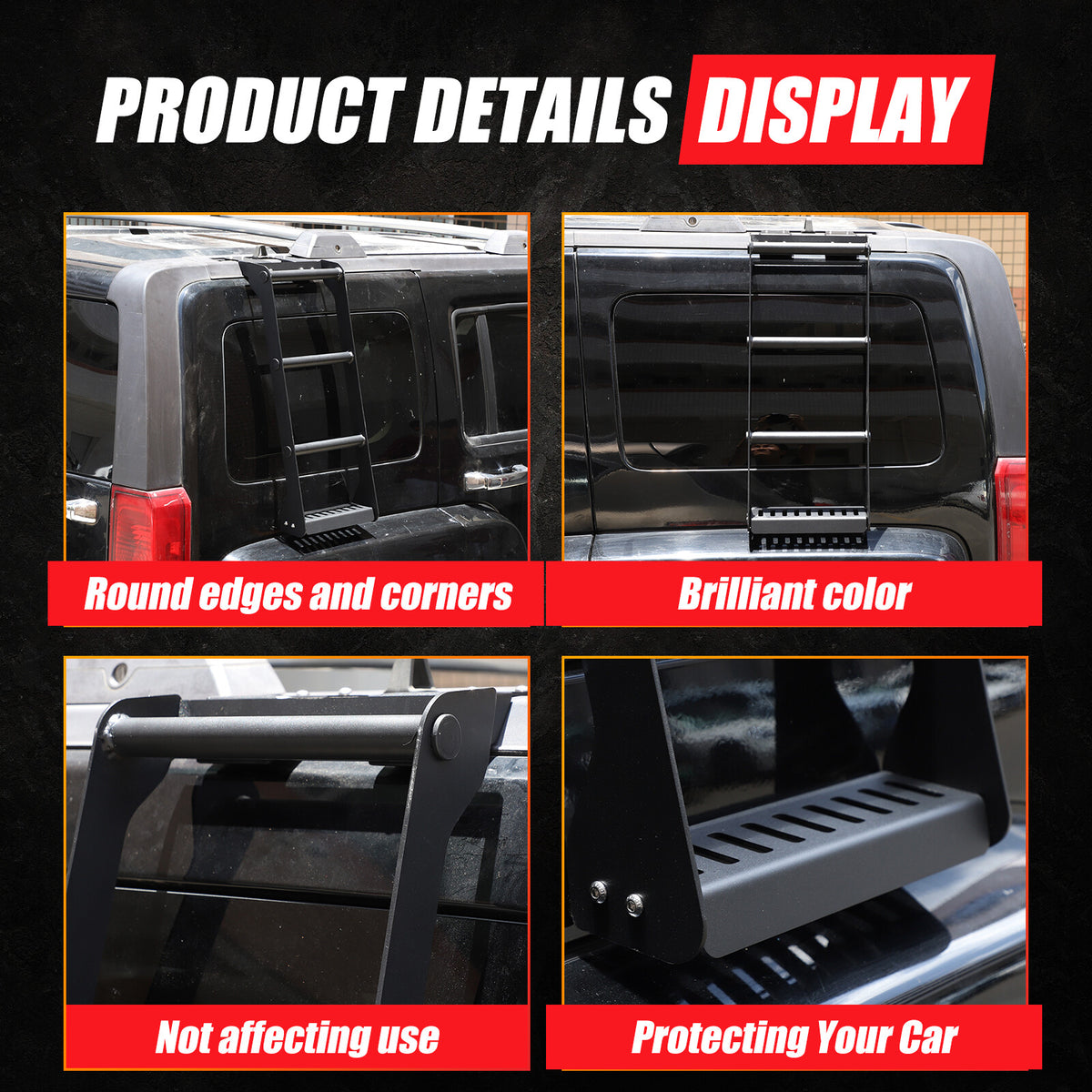 Alloy Black Ladder Luggage basket Side Ladder Climb For Hummer H3 2005-09 US 17