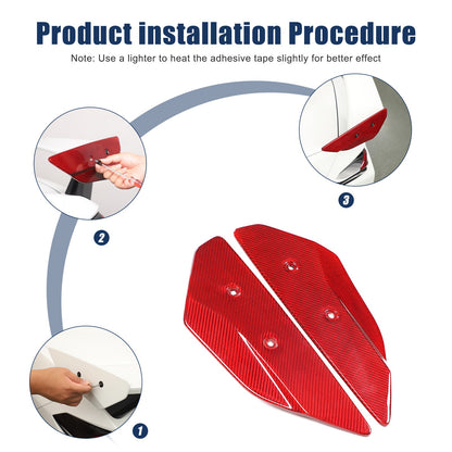 Replacement Red Real Carbon Fiber Rear Spoiler Panel Trim For Corvette C8 2020+ 3