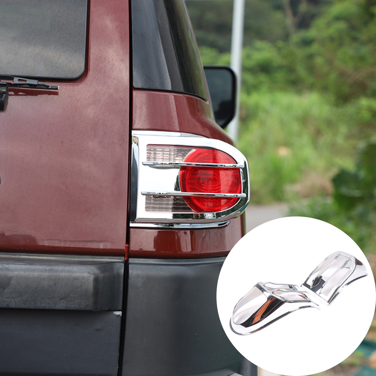 Chrome Silver Rear Tail Light Lamp Cover Trim For 2007-2014 Toyota FJ Cruiser 7