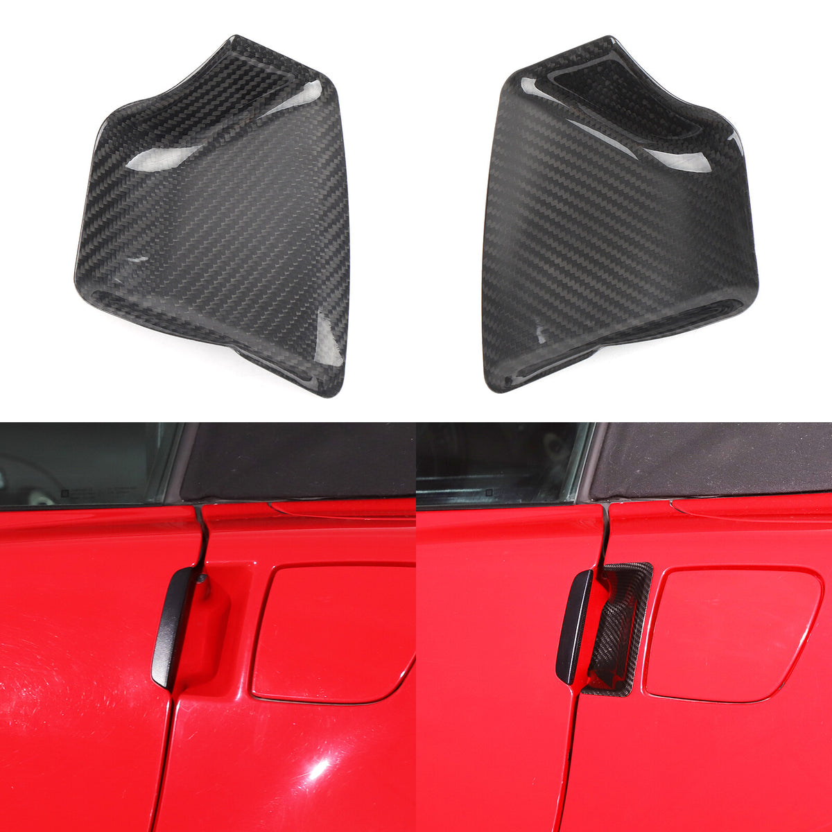 Real Carbon Fiber Exterior Door Handle Bowl Trim Cover for Corvette C6 2005-13 1
