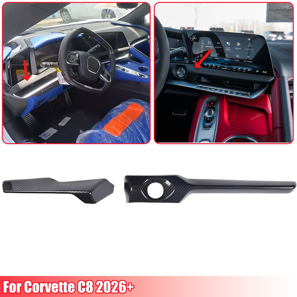 ABS Carbon Fiber Interior Center Console Trim Accessories For Corvette C8 2026+ - Styles 1-5 2