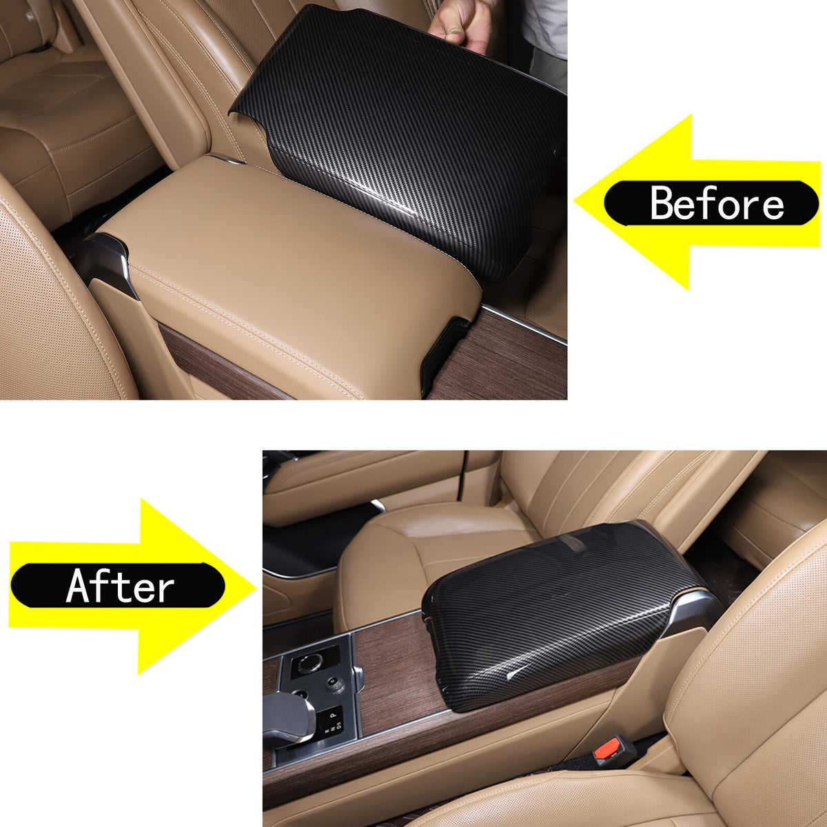 ABS Carbon Center Console Armrest Box Cover For Range Rover Sport/Vogue 23-24 17