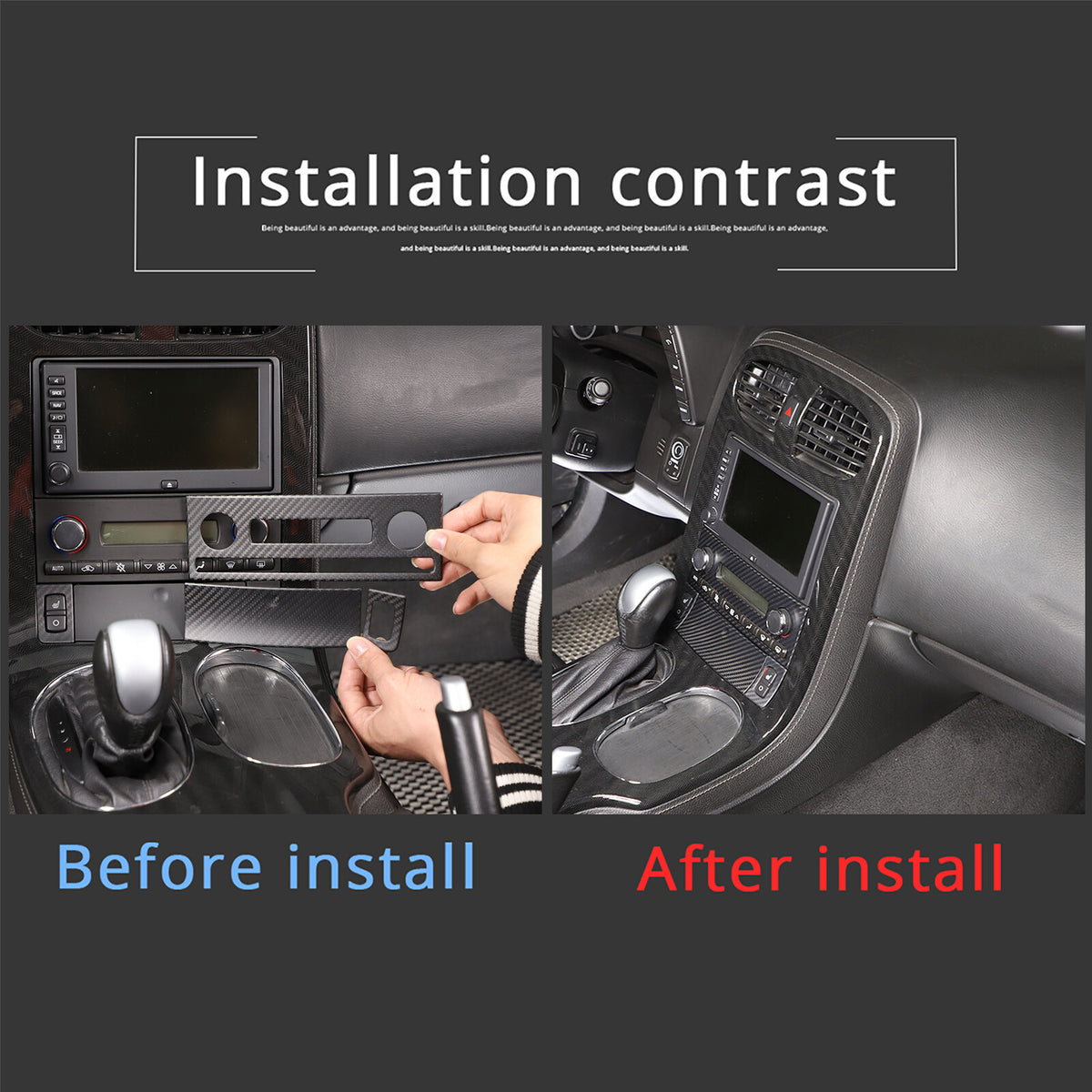 Matte Carbon Fiber Center Console Air Conditioner Trim For Corvette C6 2005-13 8