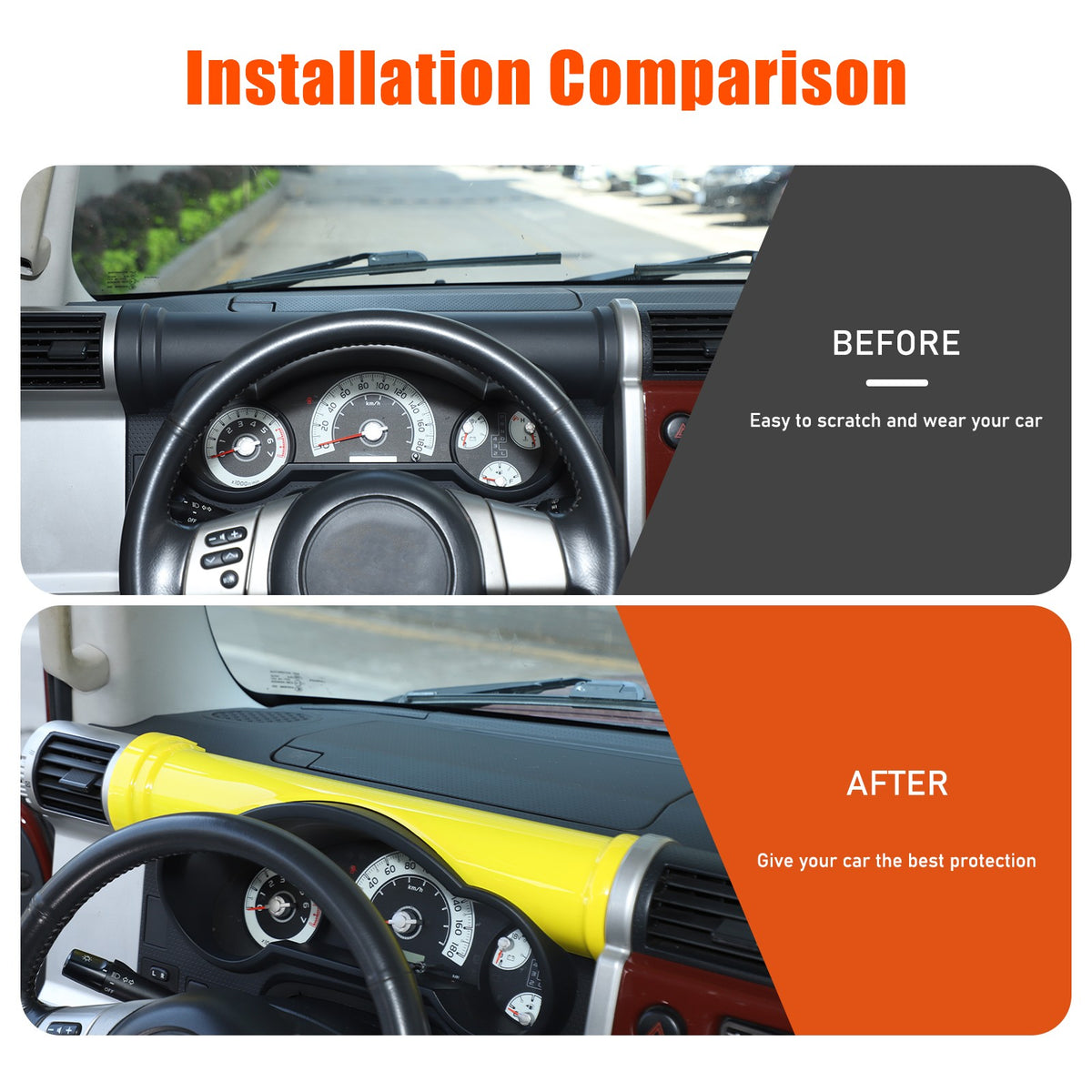 ABS Yellow Center Dashboard Panel Trim Strip For Toyota FJ Cruiser 2007-2021 22