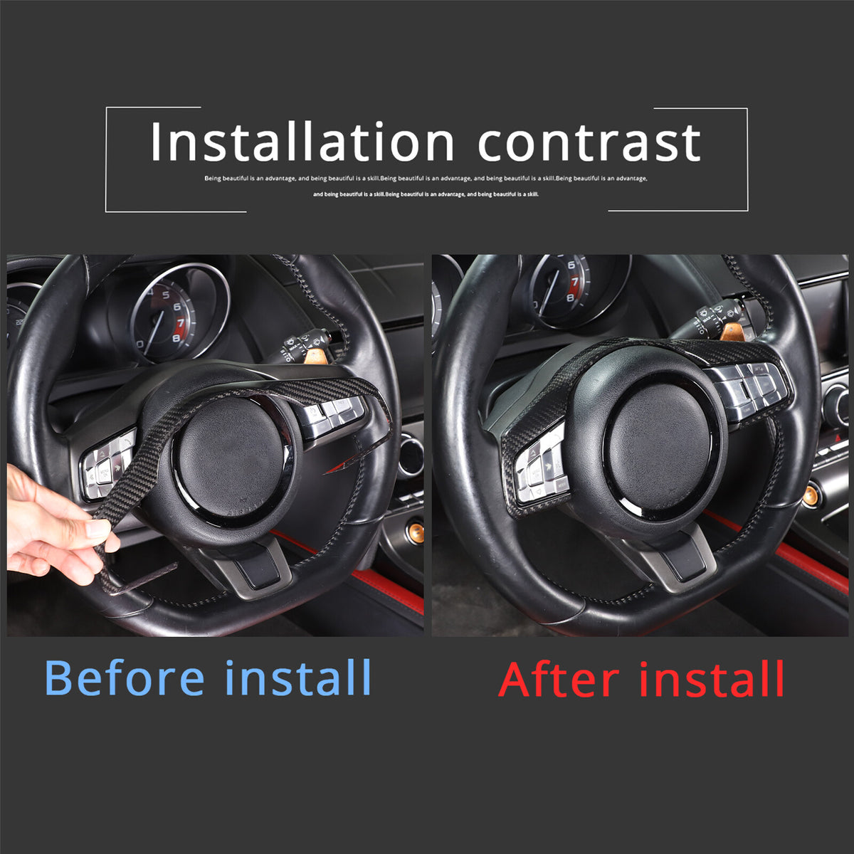 For Jaguar F-Type Carbon Fiber Steering Wheel Button Frame Cover Trim 2015-2021 16