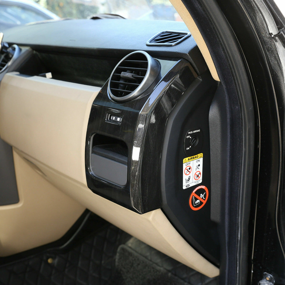 Black Wood Grain Dashboard Side Air Vent Cover Trim For LR Discovery 3 04-09 4