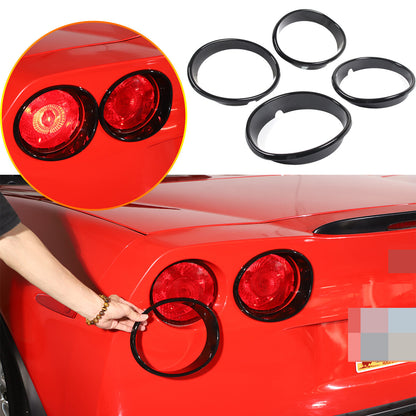 Gloss Black Tail Light Surround Trim Ring For Corvette C6 2005-2013 1