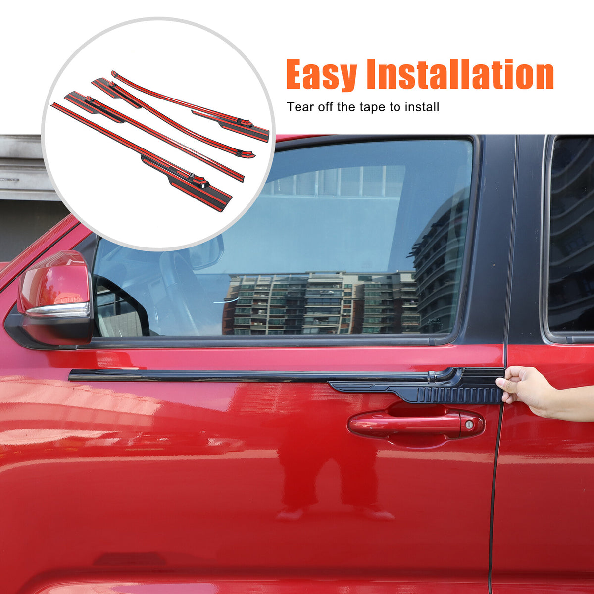 Black ABS Exterior Window Bottom Sill Trim Strip For Toyota Tacoma 2015-2022 10