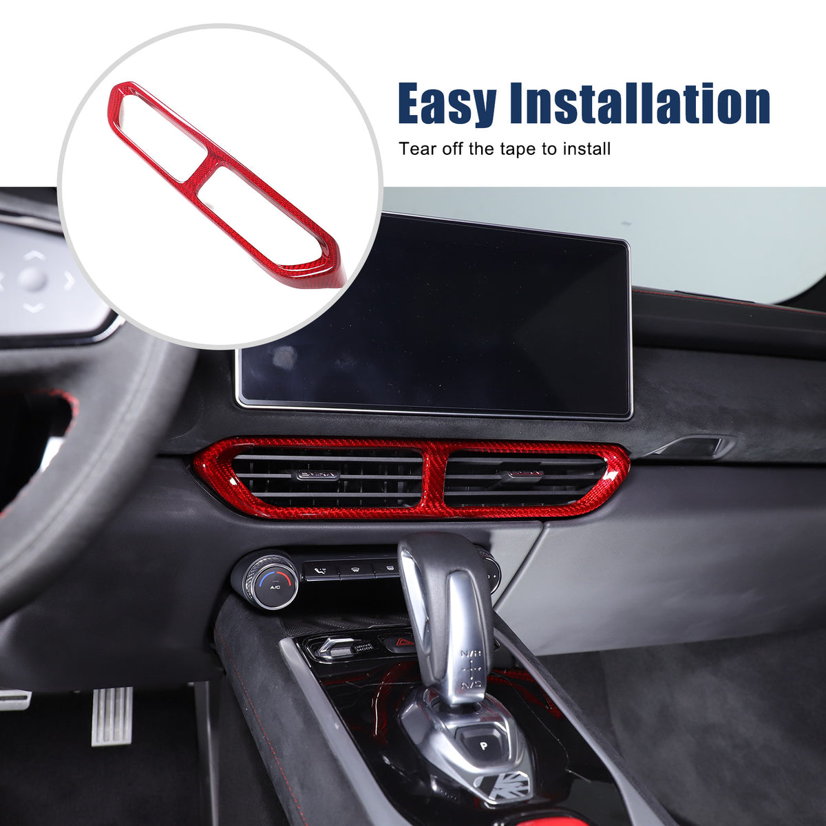 Red Real Carbon Fiber Center Console Air Vent Panel Trim For Lotus EMIRA 2021-25 22