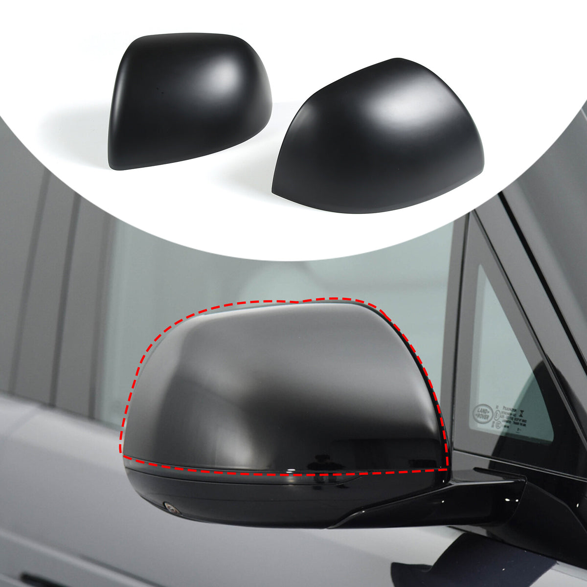 For Range Rover Vogue Sport 2022-23 Matte Black Rear View Mirror Cover Trim Cap 2