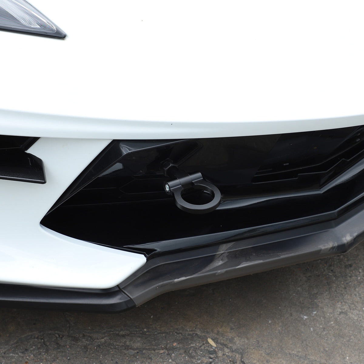 Black Aluminum Front & Rear Bumper Track Racing Tow Hook Trailer For Corvette C8 15
