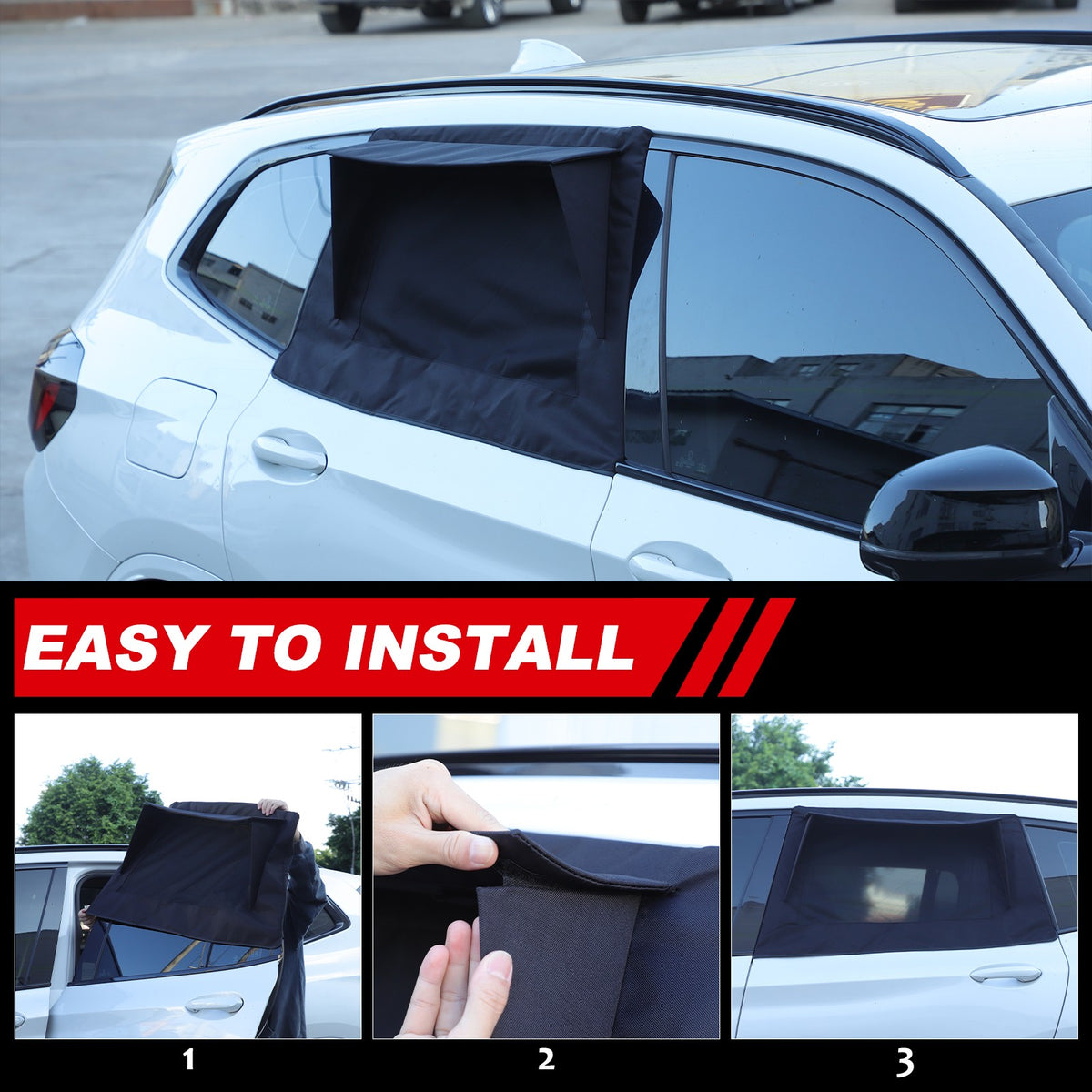 Black ABS Rear Door Window SunShade Cover For BMW X3 G01 2018-2024 5