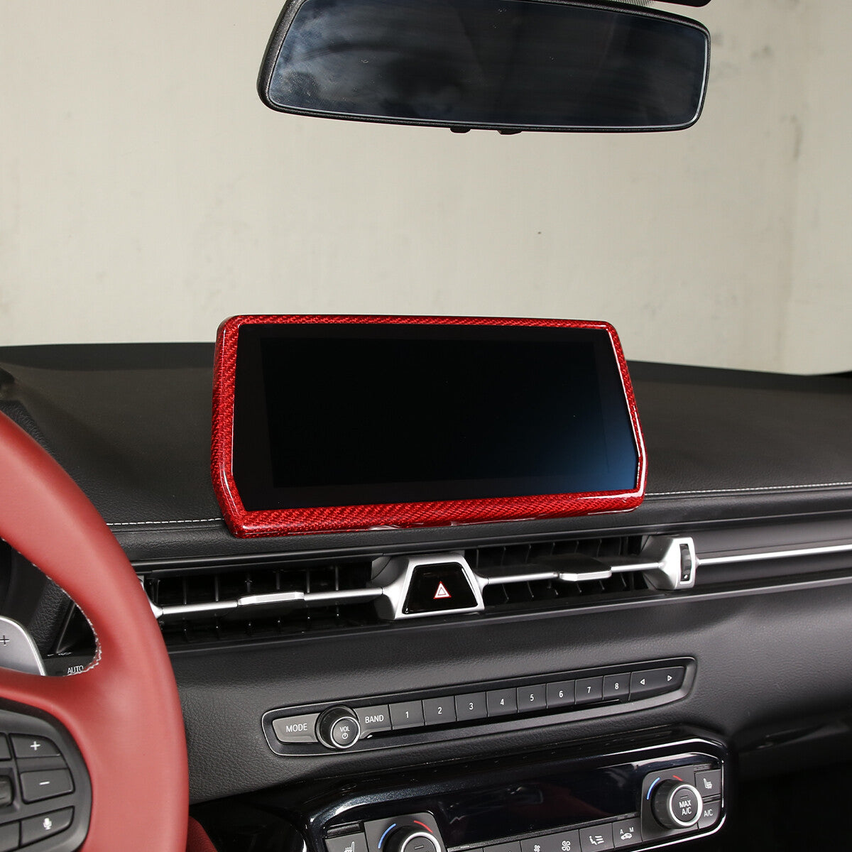 Red Carbon Fiber Console Navigation GPS Panel Trim For Toyota Supra 19-24 6