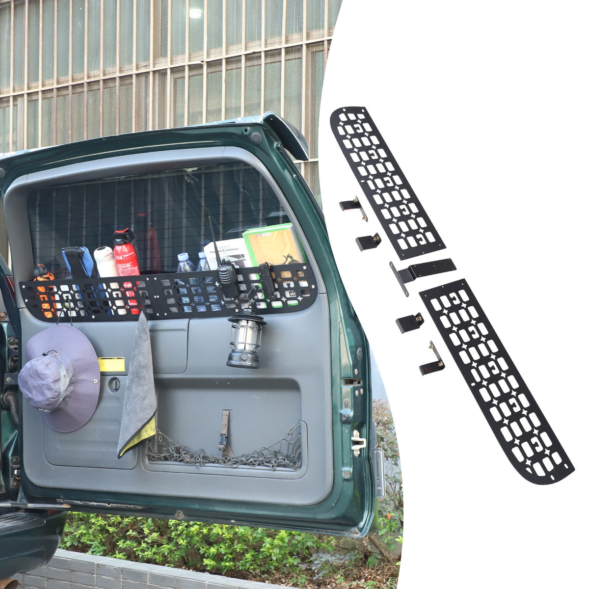 Rear Window Storage Barrier Molle Panel For Toyota Prado 2003-2009 20