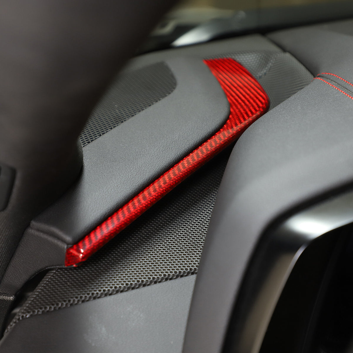 Red Real Carbon Fiber Center Console Side Instrument Trim For Corvette C8 20-25 3