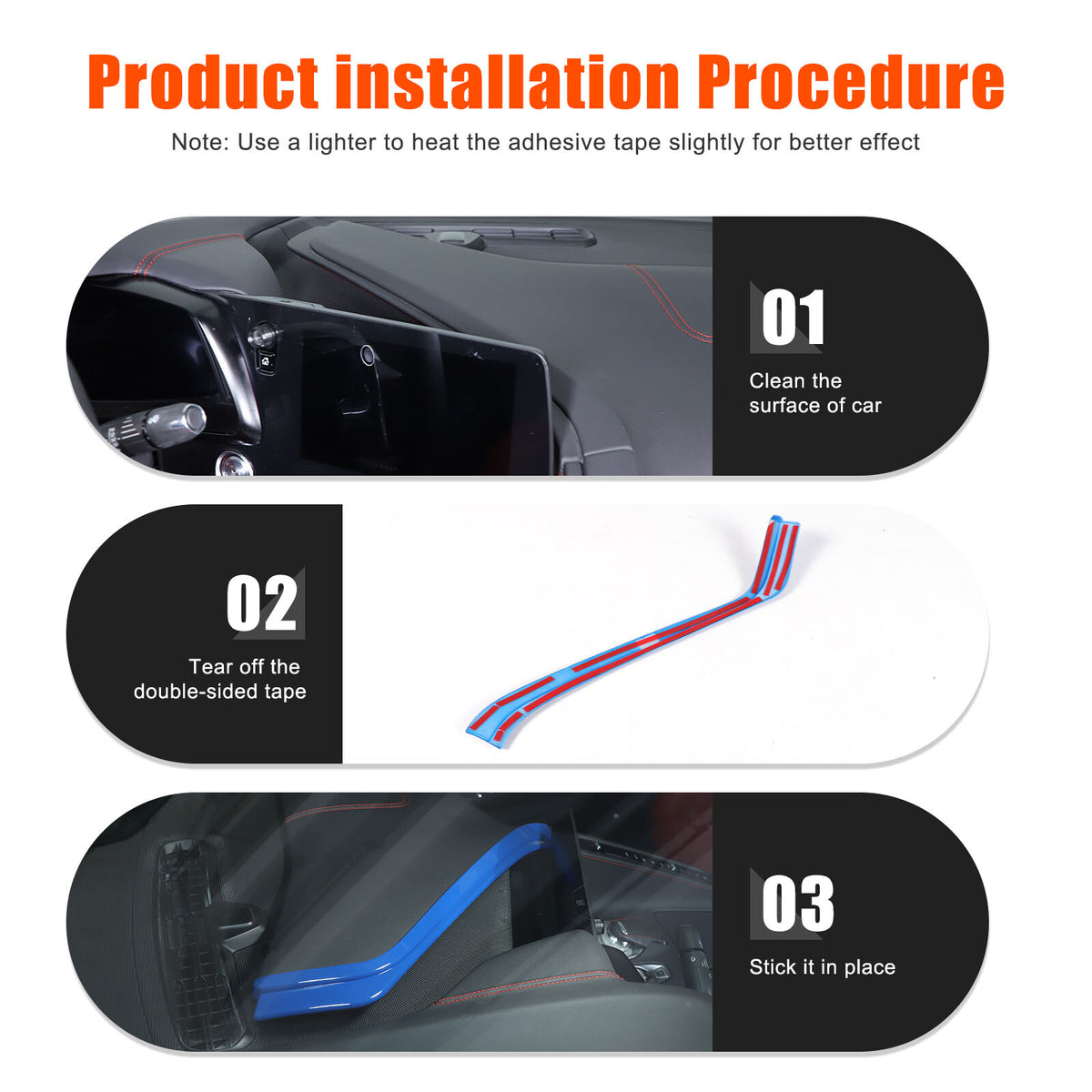 ABS Blue Interior Navigation Screen Rear Trim Cover For Corvette C8 2020-2025 22