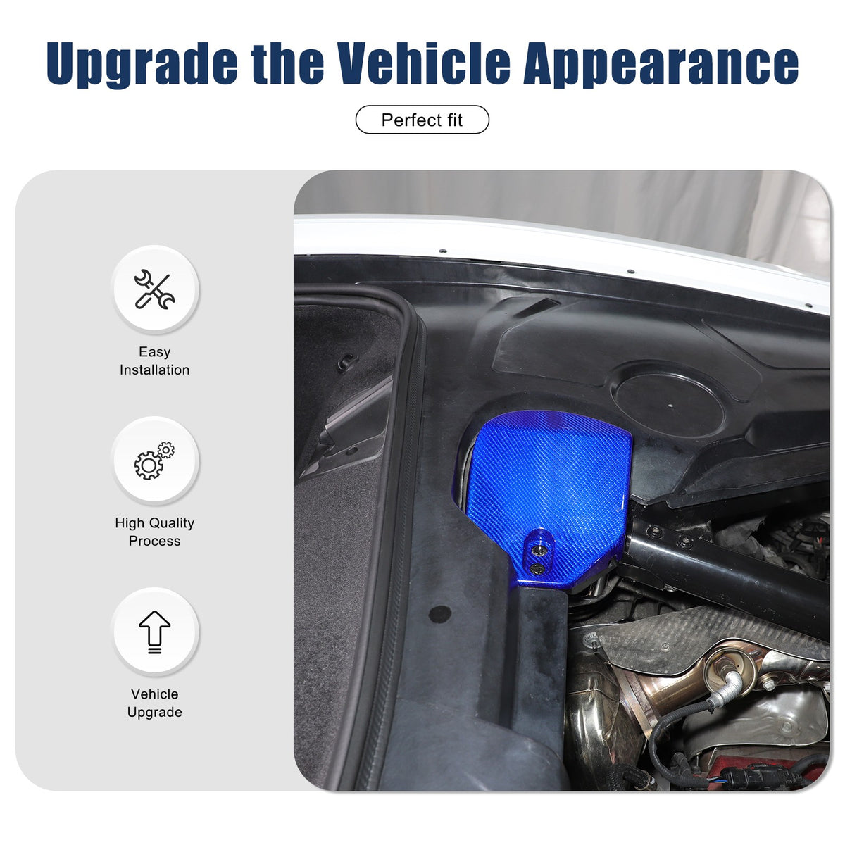 Blue Real Carbon Fiber Rear Strut Shock Tower Cover Mag Ride For Corvette C8 20+ 18