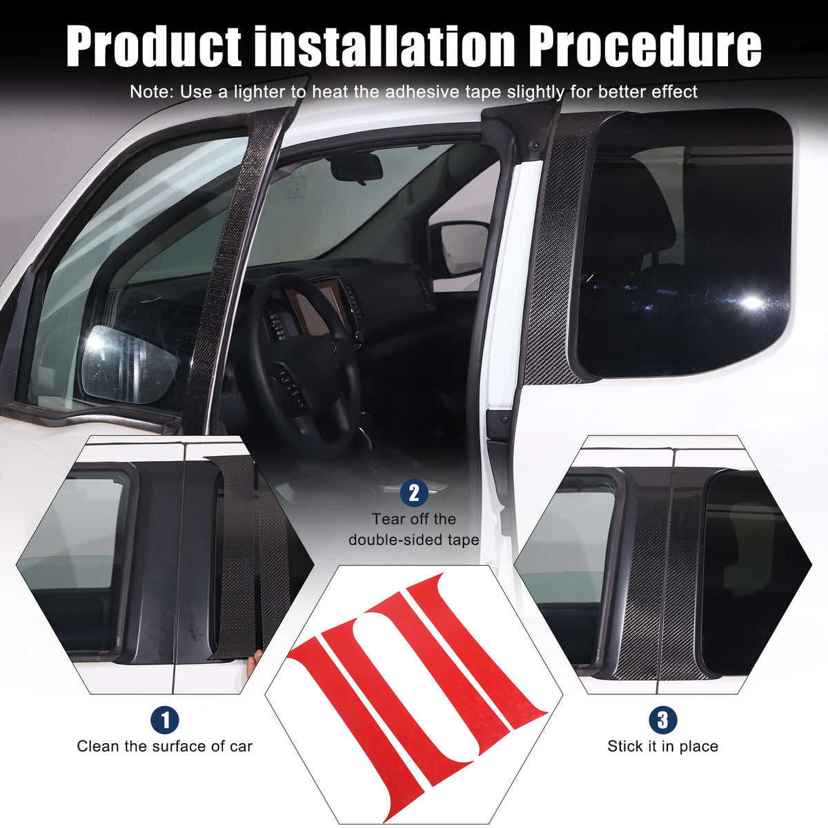 Carbon Fiber Center Door Pillar Post Trim Cover For Nissan Frontier D41 2024+ 16
