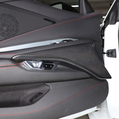 Real Carbon Fiber Interior Door Armrest Panel Trim Cover for Corvette C8 2020-26 2