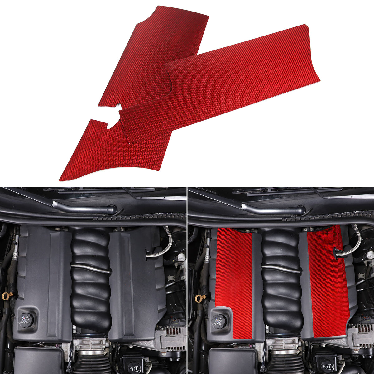 Red Real Carbon Fiber Engine hood Protection Cover Trim for corvette C6 05-13 8