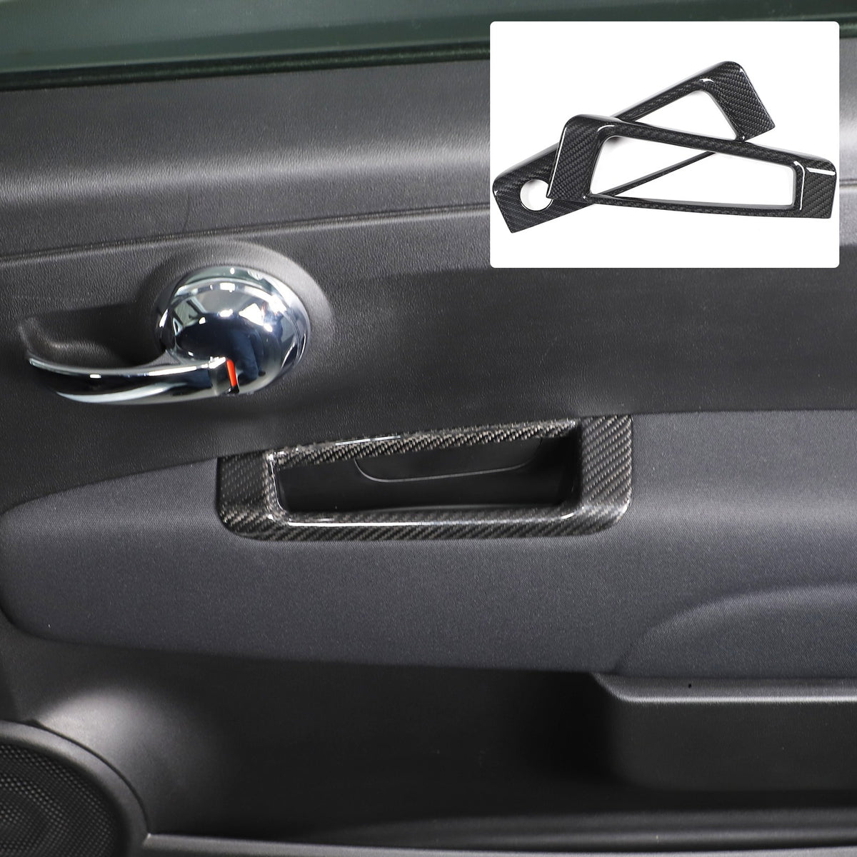 Real Carbon Fiber Mirror Adjustment Panel Trim For Fiat 500 312 2010-2022 8