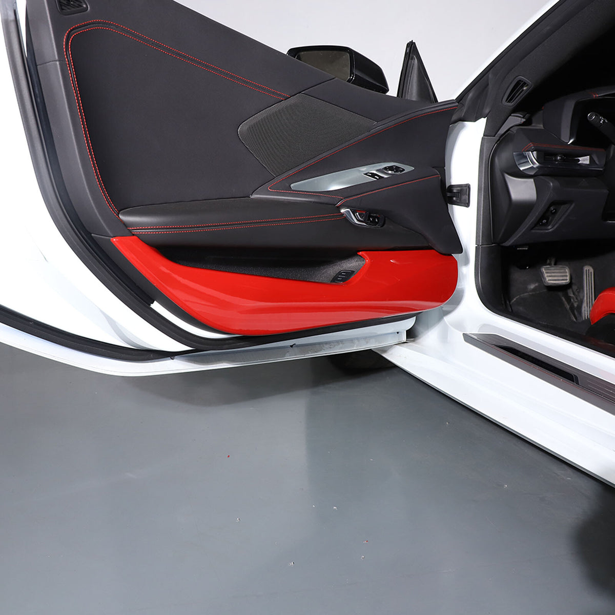 Sports Red ABS Interior Door Anti-kick Panel Cover Trim For Corvette C8 20+ US 7