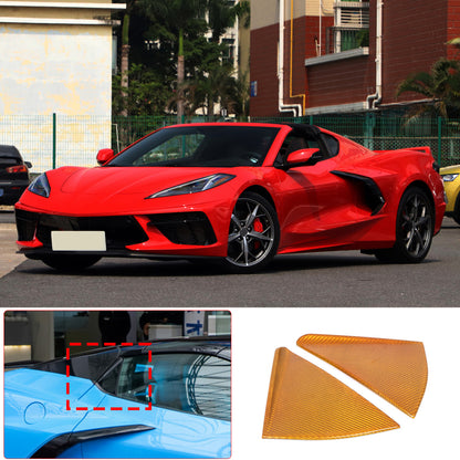 Yellow Carbon Fiber Rear B-Pillar Trim Overlay For Corvette C8 Convertible 20-26 4