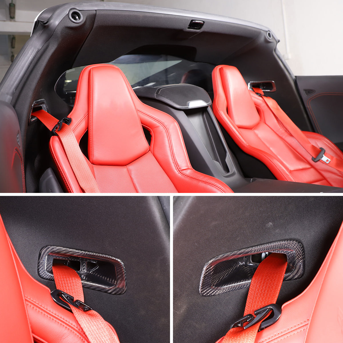 Real Carbon Fiber Seat Safety Belt Button Cover Frame Trim For Corvette C8 20-26 14