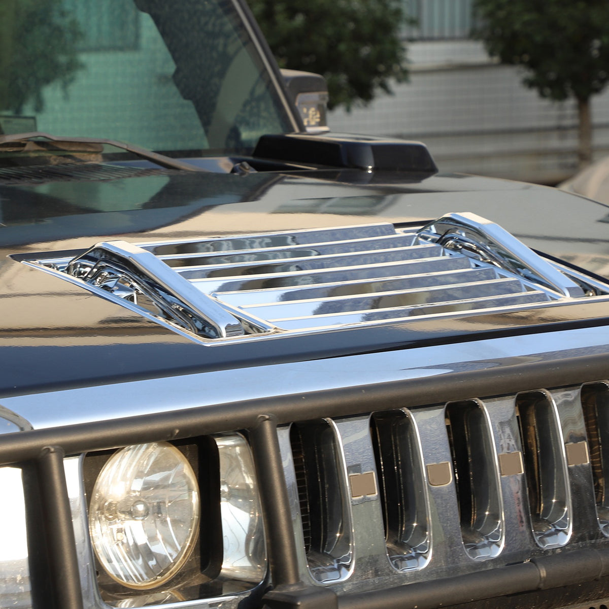 Silver Hood Air Deck Vent Grille Panel W/ Handle Trim For 2003-09 Hummer H2 US 20