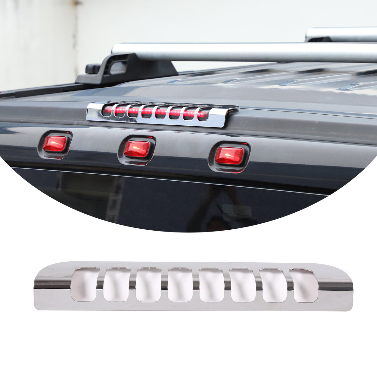 Silver Alloy 3rd High Mount Brake Light Trim Cover For Hummer H2 2003-2009 US 3