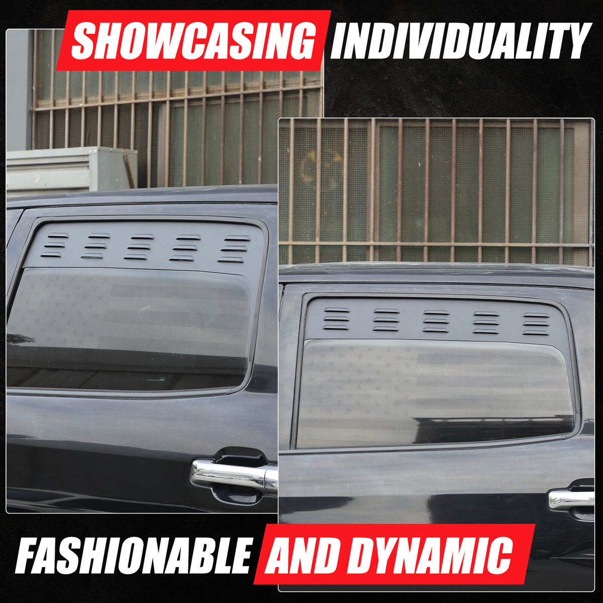 ABS Carbon fiber Rear Window Louver Shutter Cover Trim For Toyota Tundra 2014-21 9