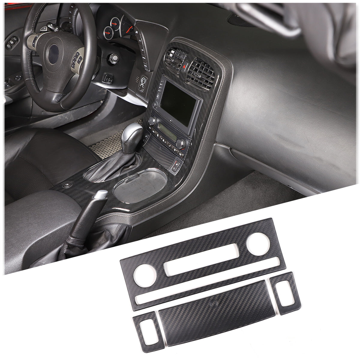 Matte Dry Real Carbon Fiber Center Console Trim Cover For Corvette C6 2005-13 4