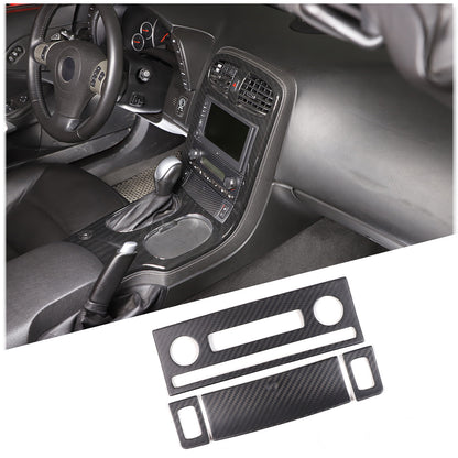 Matte Dry Real Carbon Fiber Center Console Trim Cover For Corvette C6 2005-13 4