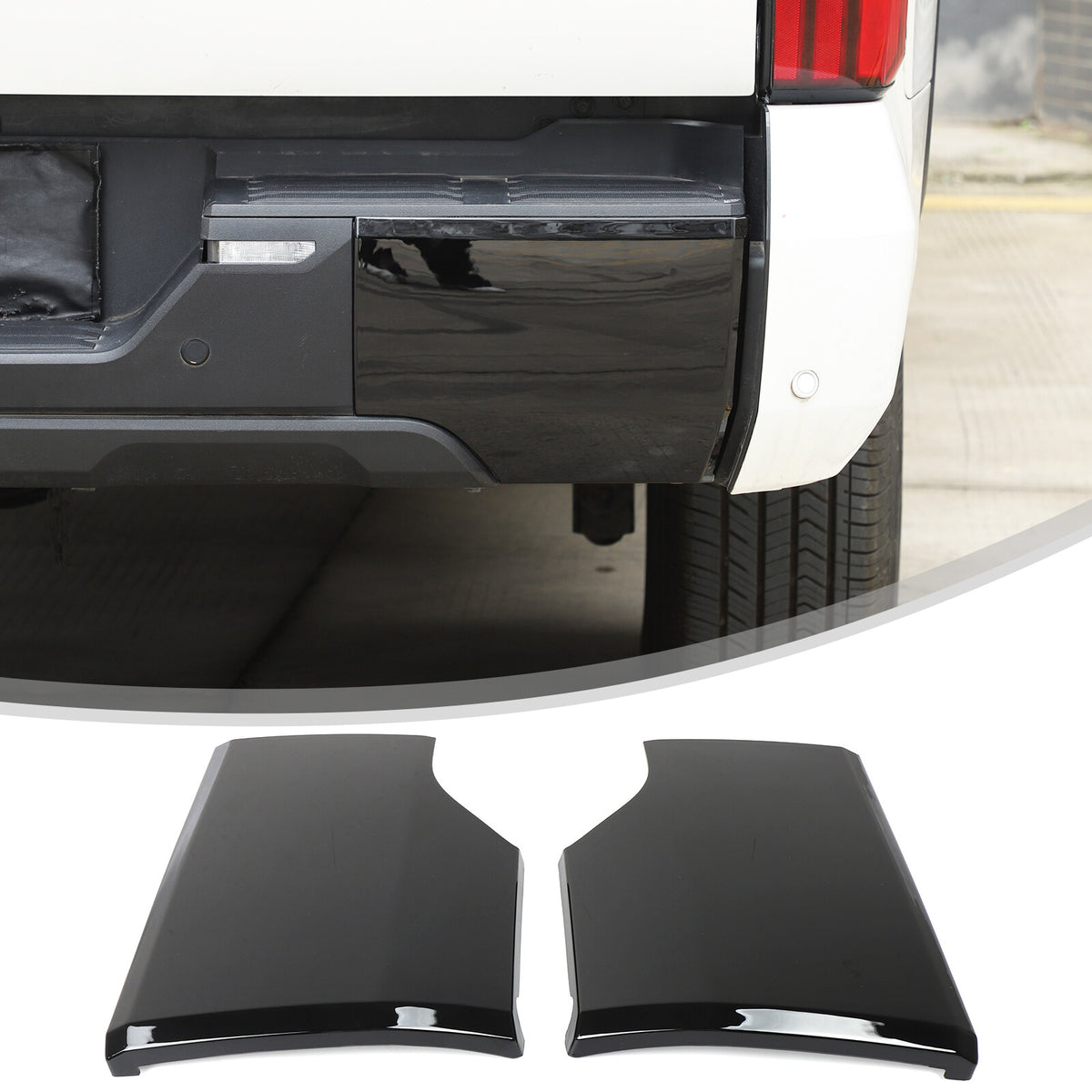 Glossy Piano Black Rear Bumper Panel Trim Cover For Toyota Tundra 2022+ US 1